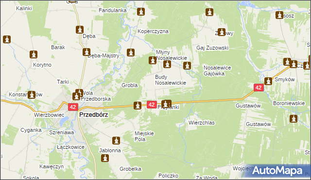 mapa Ludwików gmina Przedbórz, Ludwików gmina Przedbórz na mapie Targeo