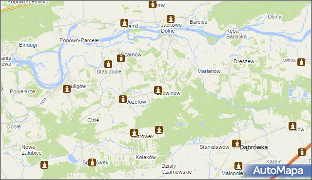 mapa Ludwinów gmina Dąbrówka, Ludwinów gmina Dąbrówka na mapie Targeo