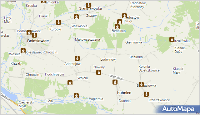 mapa Ludwinów gmina Łubnice, Ludwinów gmina Łubnice na mapie Targeo