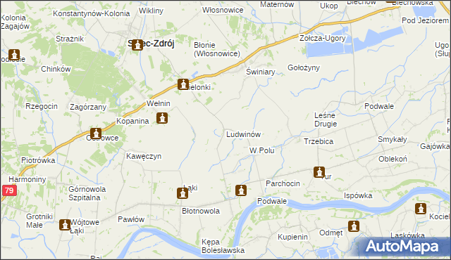 mapa Ludwinów gmina Solec-Zdrój, Ludwinów gmina Solec-Zdrój na mapie Targeo