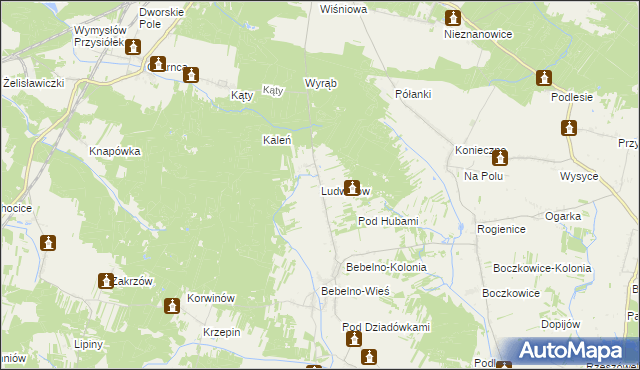 mapa Ludwinów gmina Włoszczowa, Ludwinów gmina Włoszczowa na mapie Targeo