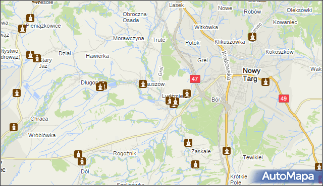 mapa Ludźmierz, Ludźmierz na mapie Targeo