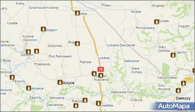 mapa Łukawa gmina Wilczyce, Łukawa gmina Wilczyce na mapie Targeo
