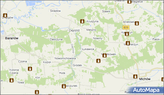 mapa Łukawica gmina Baranów, Łukawica gmina Baranów na mapie Targeo