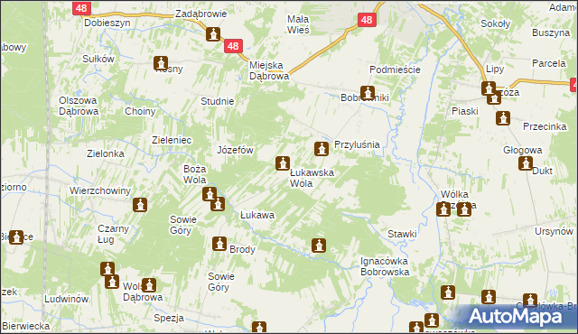 mapa Łukawska Wola, Łukawska Wola na mapie Targeo