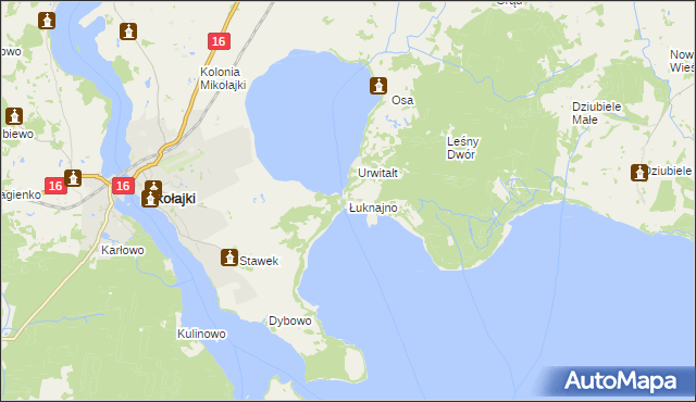 mapa Łuknajno, Łuknajno na mapie Targeo