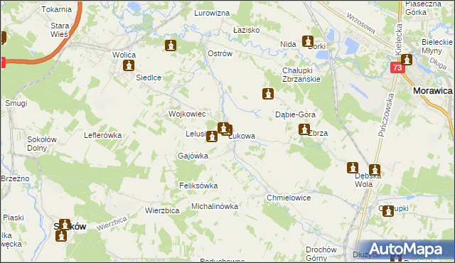 mapa Łukowa gmina Chęciny, Łukowa gmina Chęciny na mapie Targeo