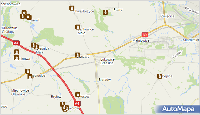 mapa Łukowice Brzeskie, Łukowice Brzeskie na mapie Targeo