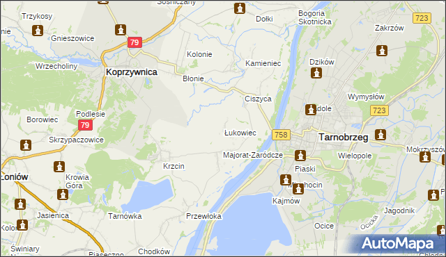 mapa Łukowiec gmina Koprzywnica, Łukowiec gmina Koprzywnica na mapie Targeo