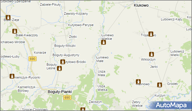 mapa Łuniewo Małe, Łuniewo Małe na mapie Targeo