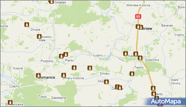 mapa Łupiny gmina Wiśniew, Łupiny gmina Wiśniew na mapie Targeo