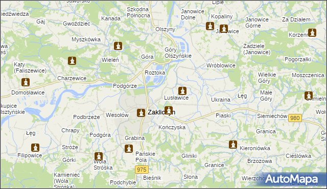 mapa Lusławice gmina Zakliczyn, Lusławice gmina Zakliczyn na mapie Targeo