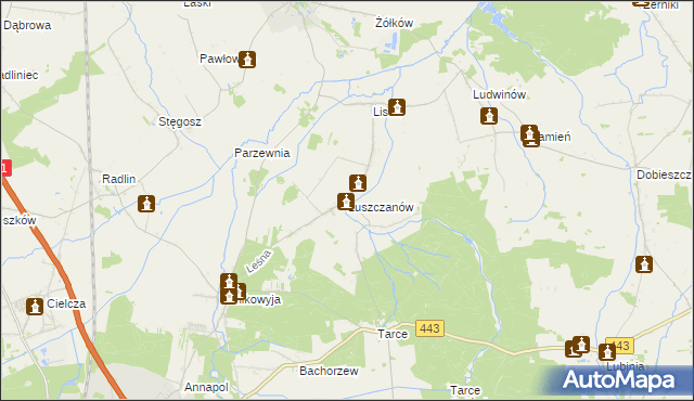 mapa Łuszczanów, Łuszczanów na mapie Targeo