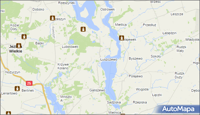 mapa Łuszczewo gmina Skulsk, Łuszczewo gmina Skulsk na mapie Targeo