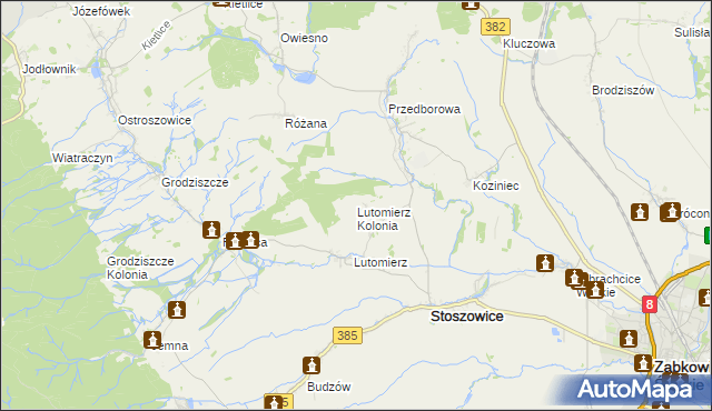 mapa Lutomierz Kolonia, Lutomierz Kolonia na mapie Targeo