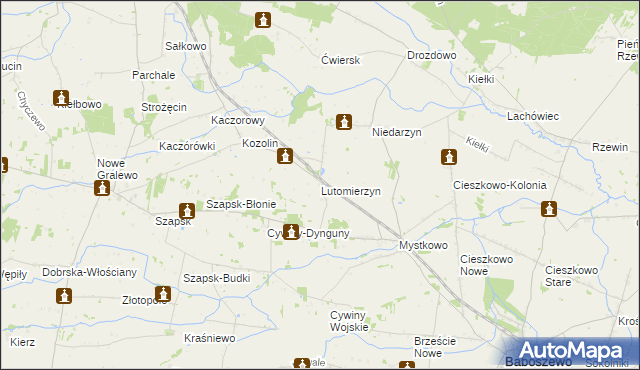 mapa Lutomierzyn, Lutomierzyn na mapie Targeo