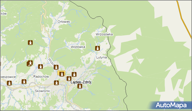 mapa Lutynia gmina Lądek-Zdrój, Lutynia gmina Lądek-Zdrój na mapie Targeo