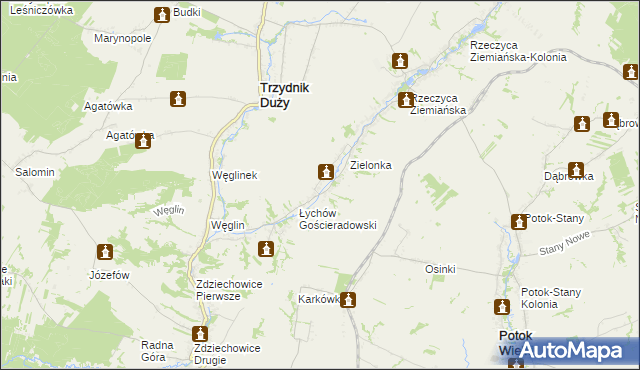 mapa Łychów Szlachecki, Łychów Szlachecki na mapie Targeo