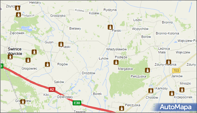 mapa Łyków, Łyków na mapie Targeo