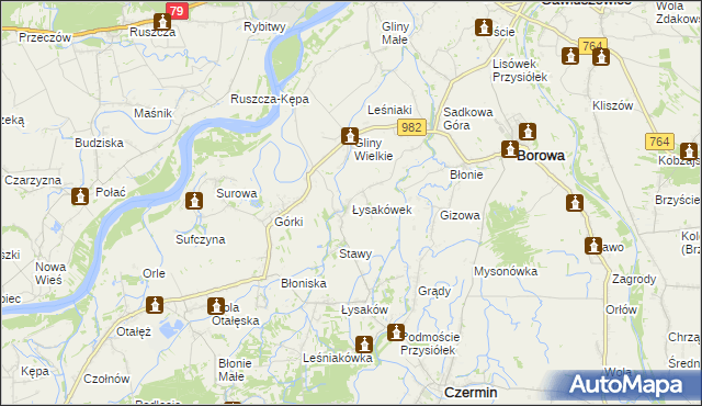 mapa Łysakówek, Łysakówek na mapie Targeo