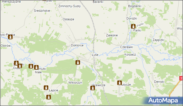 mapa Łyse gmina Wyszki, Łyse gmina Wyszki na mapie Targeo