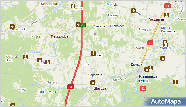 mapa Łysiec, Łysiec na mapie Targeo