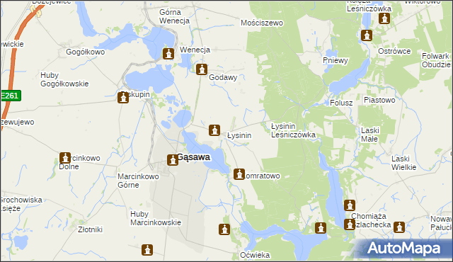 mapa Łysinin gmina Gąsawa, Łysinin gmina Gąsawa na mapie Targeo