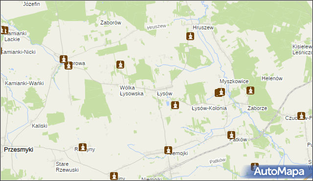 mapa Łysów gmina Przesmyki, Łysów gmina Przesmyki na mapie Targeo