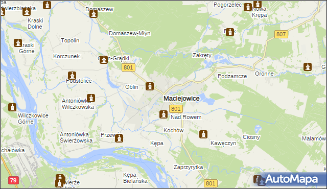 mapa Maciejowice powiat garwoliński, Maciejowice powiat garwoliński na mapie Targeo