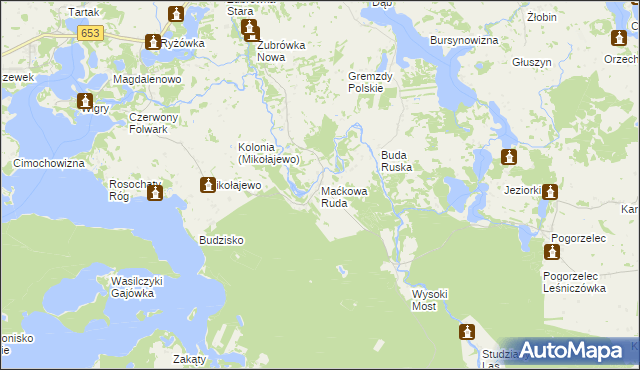 mapa Maćkowa Ruda gmina Krasnopol, Maćkowa Ruda gmina Krasnopol na mapie Targeo