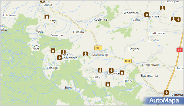 mapa Maćkowice, Maćkowice na mapie Targeo