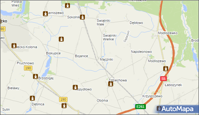 mapa Mączniki gmina Gniezno, Mączniki gmina Gniezno na mapie Targeo