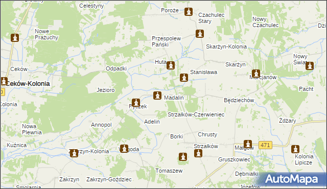 mapa Madalin gmina Lisków, Madalin gmina Lisków na mapie Targeo