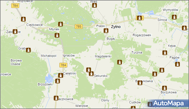 mapa Magdalenki gmina Żytno, Magdalenki gmina Żytno na mapie Targeo