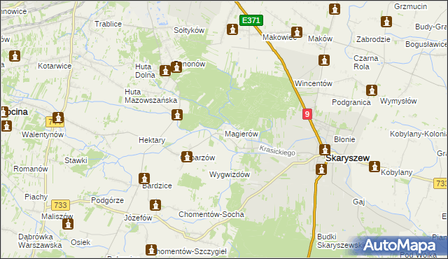 mapa Magierów gmina Skaryszew, Magierów gmina Skaryszew na mapie Targeo