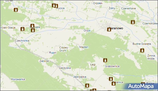 mapa Majdan gmina Baranowo, Majdan gmina Baranowo na mapie Targeo