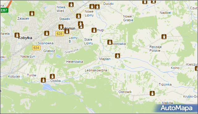 mapa Majdan gmina Wołomin, Majdan gmina Wołomin na mapie Targeo