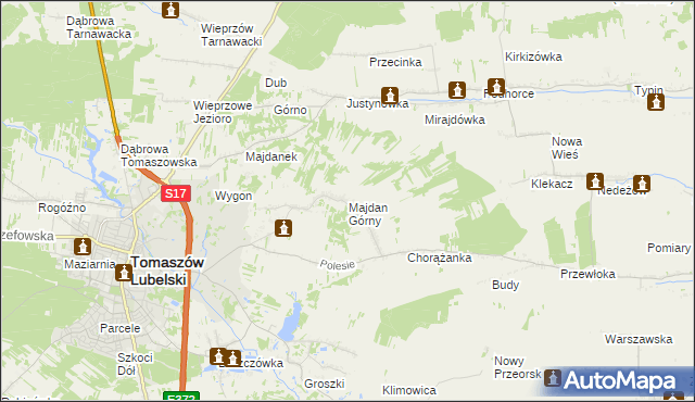 mapa Majdan Górny, Majdan Górny na mapie Targeo