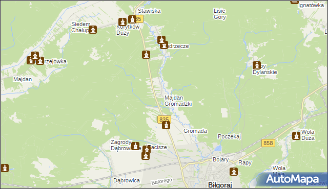 mapa Majdan Gromadzki, Majdan Gromadzki na mapie Targeo