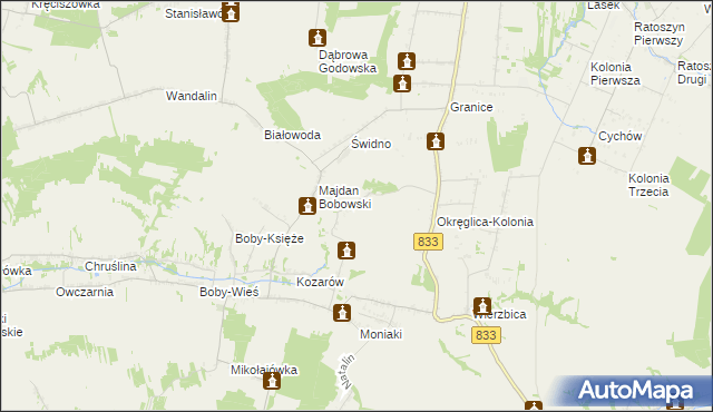 mapa Majdan Moniacki, Majdan Moniacki na mapie Targeo