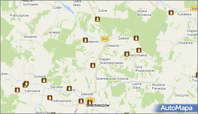 mapa Majdan Skierbieszowski, Majdan Skierbieszowski na mapie Targeo