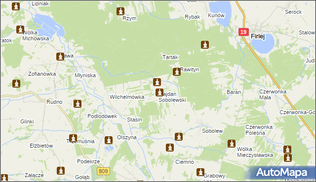 mapa Majdan Sobolewski, Majdan Sobolewski na mapie Targeo