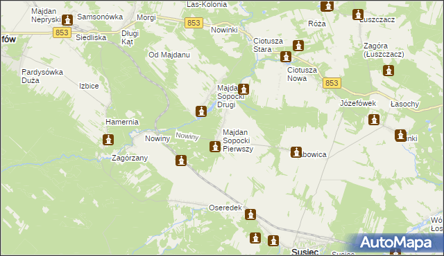 mapa Majdan Sopocki Pierwszy, Majdan Sopocki Pierwszy na mapie Targeo