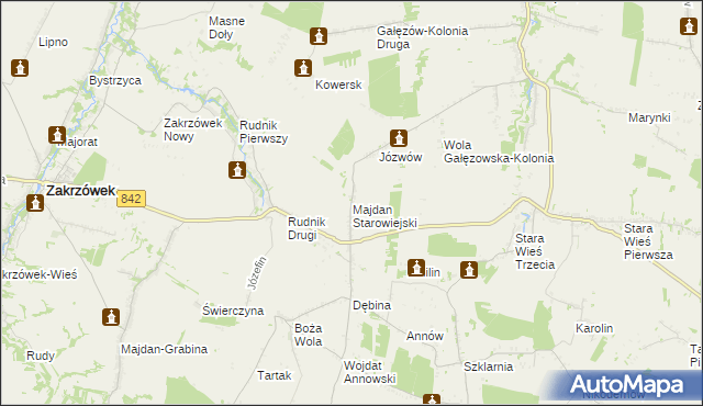 mapa Majdan Starowiejski, Majdan Starowiejski na mapie Targeo