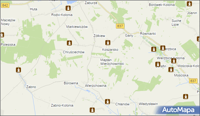 mapa Majdan Wierzchowiński, Majdan Wierzchowiński na mapie Targeo