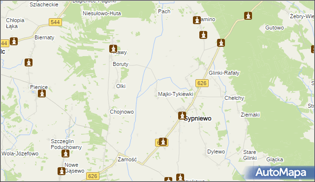 mapa Majki-Tykiewki, Majki-Tykiewki na mapie Targeo