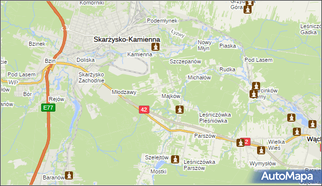 mapa Majków, Majków na mapie Targeo