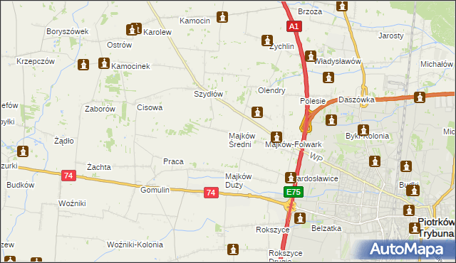 mapa Majków Średni, Majków Średni na mapie Targeo