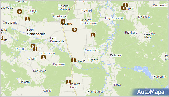 mapa Majkowice gmina Ręczno, Majkowice gmina Ręczno na mapie Targeo