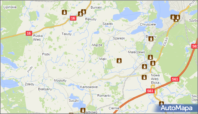 mapa Mąki, Mąki na mapie Targeo